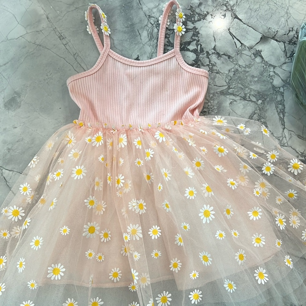 Petite Hailey size 4 pink tutu dress with sunflowers
